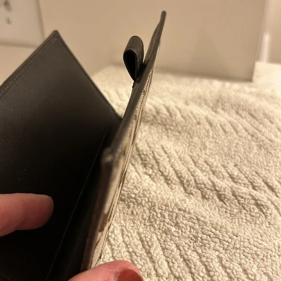 Vintage Coach Brown Signature Checkbook Cover Leather Trim with Pen Loop EUC - Picture 14 of 16